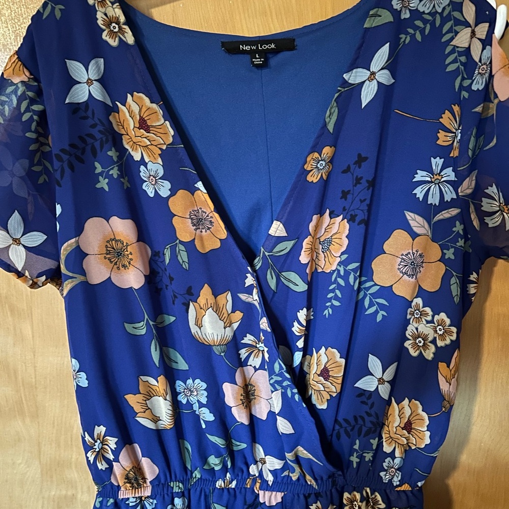 New Look Royal Blue Floral Wrap Dress
